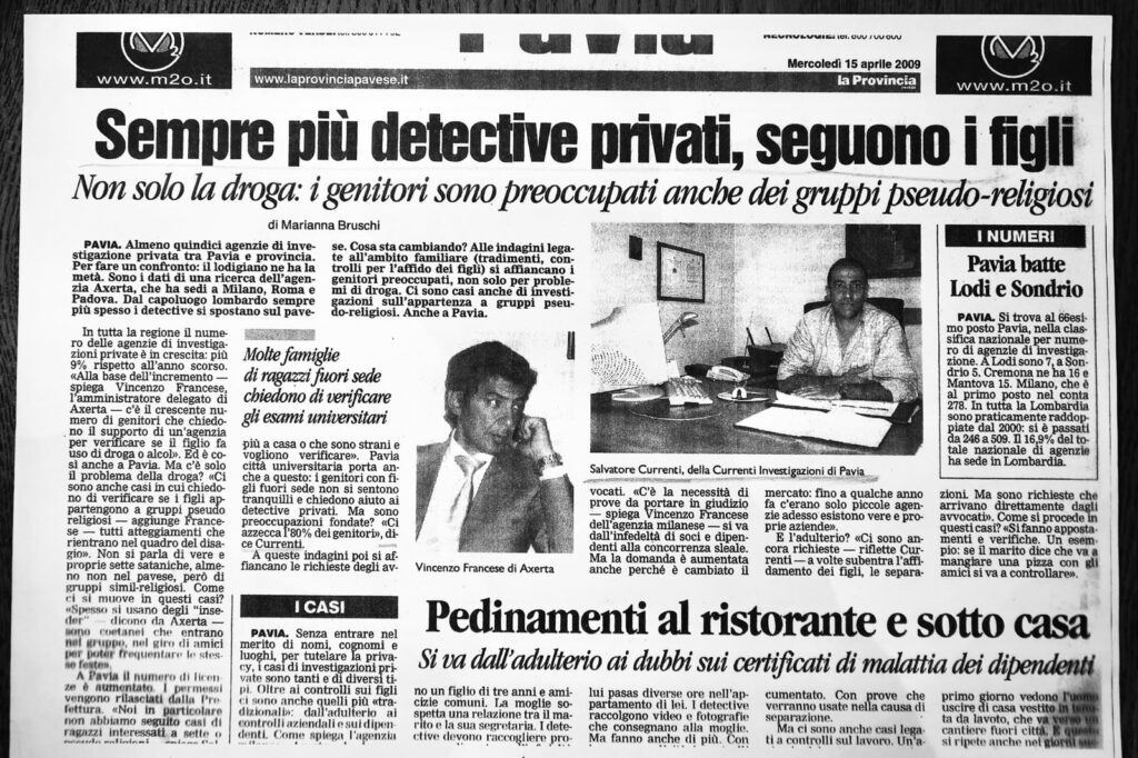 Articolo di giornale su Currenti Investigazioni Pavia foto 6